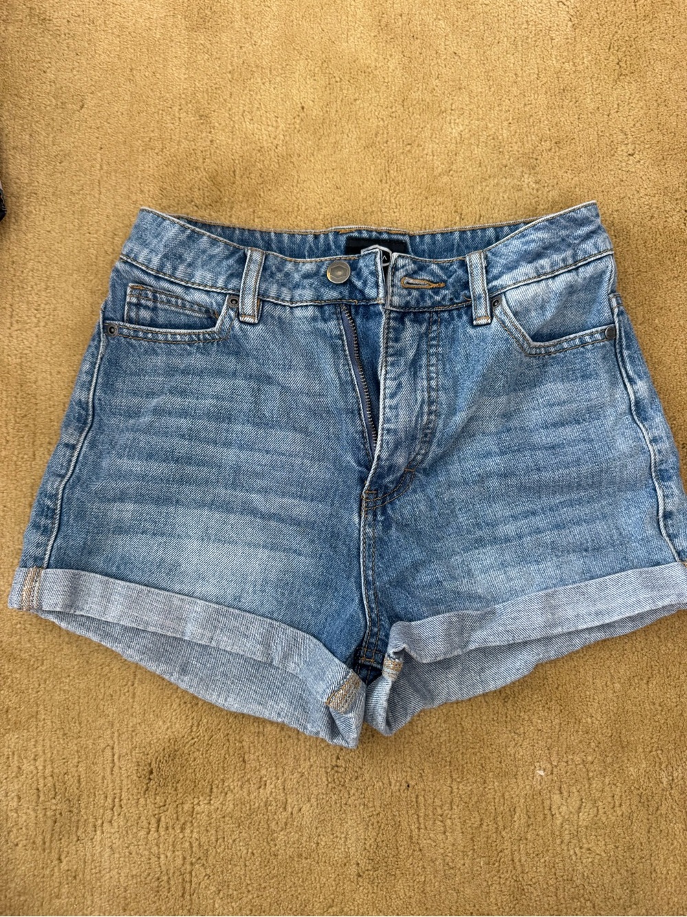 RVCA Light Blue Rolled-Hem Denim Shorts